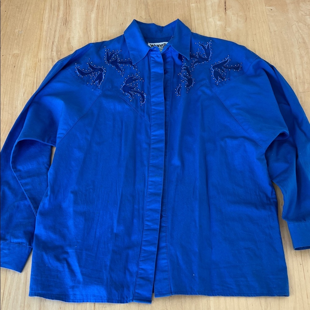 VTG Wrangler Authentic Western Blue Shirt